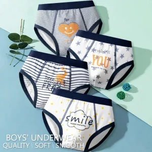 4PCS Boys 3-8 Y.O. Boxer Briefs Cartoon